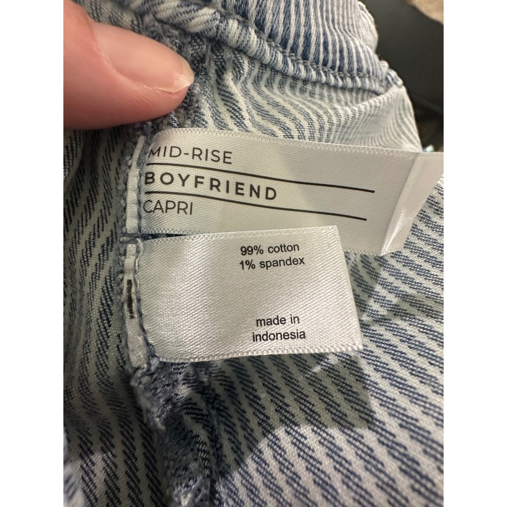 Lane Bryant Blue‎ White Striped Mid Rise Boyfriend Capri Jeans Womens 18 Utility - Picture 6 of 10